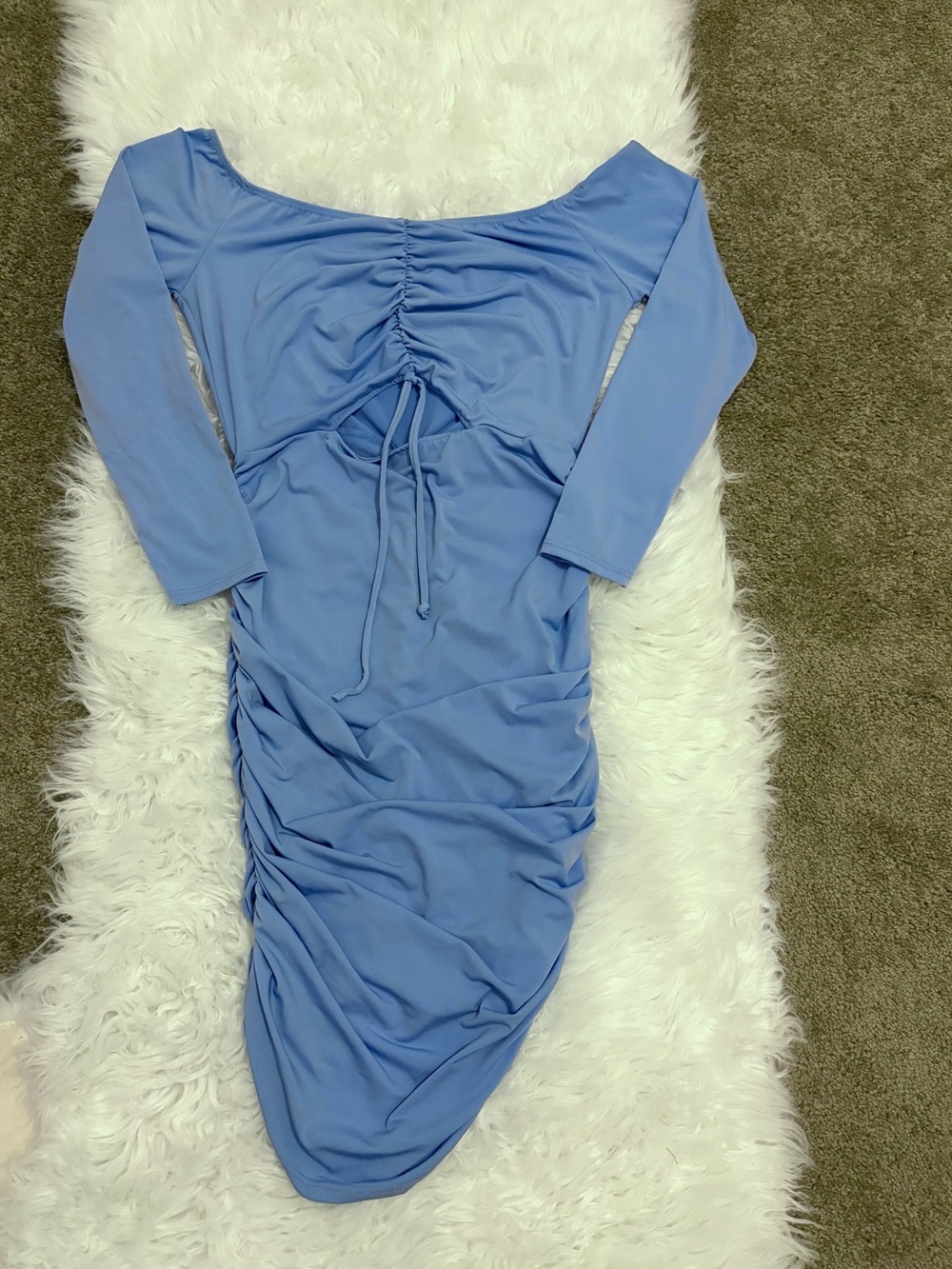 Blue Off-Shoulder Ruched Bodycon dress